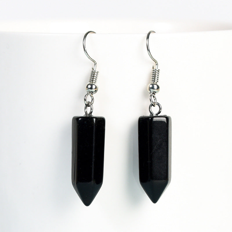 Wholesale Natural Cute Crystal Hexagonal Prism Earrings